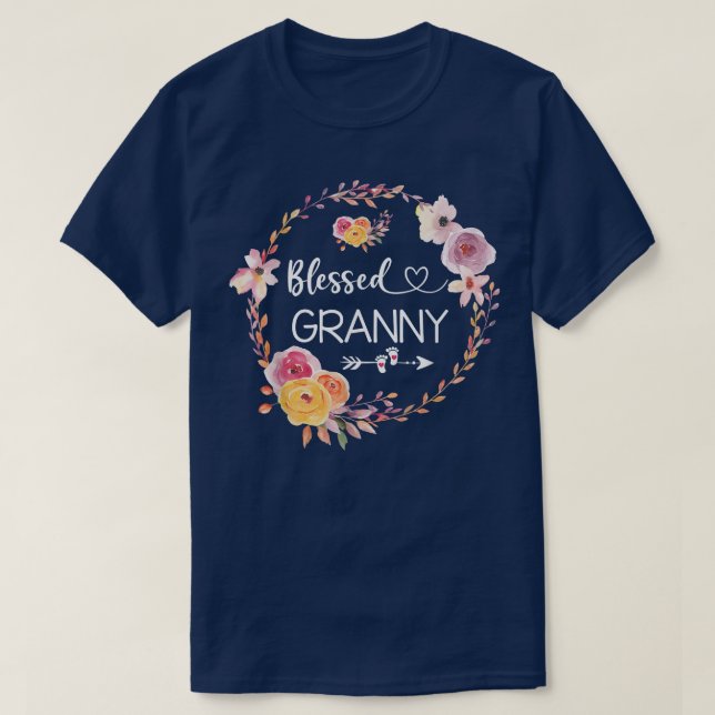 Blessed to be called Granny Women Flower Decor Gra T-Shirt (Design Front)