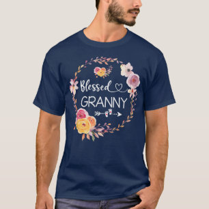 Blessed to be called Granny Women Flower Decor Gra T-Shirt