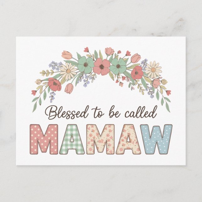 Blessed to be called Mamaw Announcement Postcard (Front)