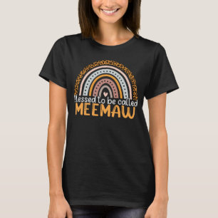 Blessed To Be Called Meemaw Leopard Rainbow Best M T-Shirt