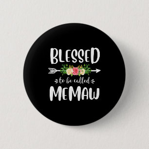 Blessed to be called memaw floral arrow design 6 cm round badge