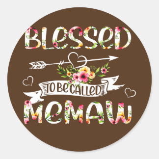 Blessed to be called Memaw Floral Funny Grandma Classic Round Sticker