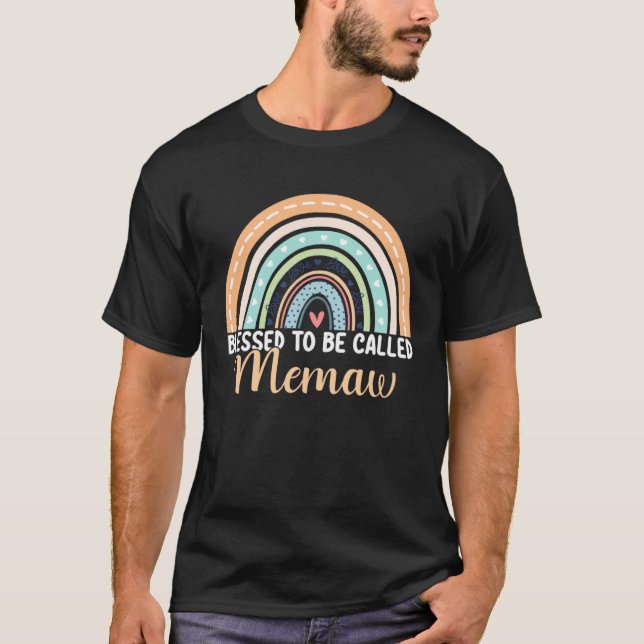 Blessed To Be Called Memaw Rainbow Mothers Day Mem T-Shirt (Front)