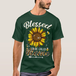 Blessed To Be Called Meme Funny Leopard Sunflower T-Shirt