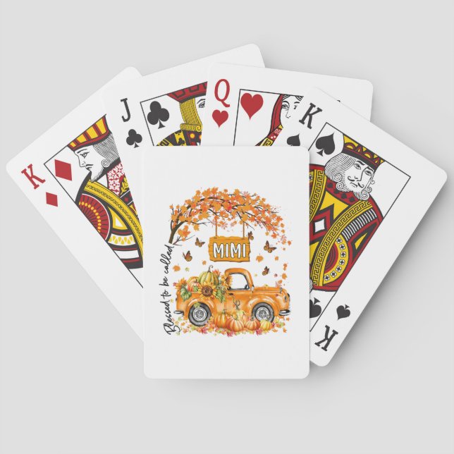 Blessed To Be Called Mimi Fall Vibes Thanksgiving Playing Cards (Back)