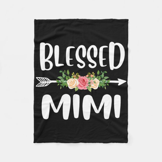 Blessed To Be Called Mimi Floral Arrow Design Moth Fleece Blanket (Front)