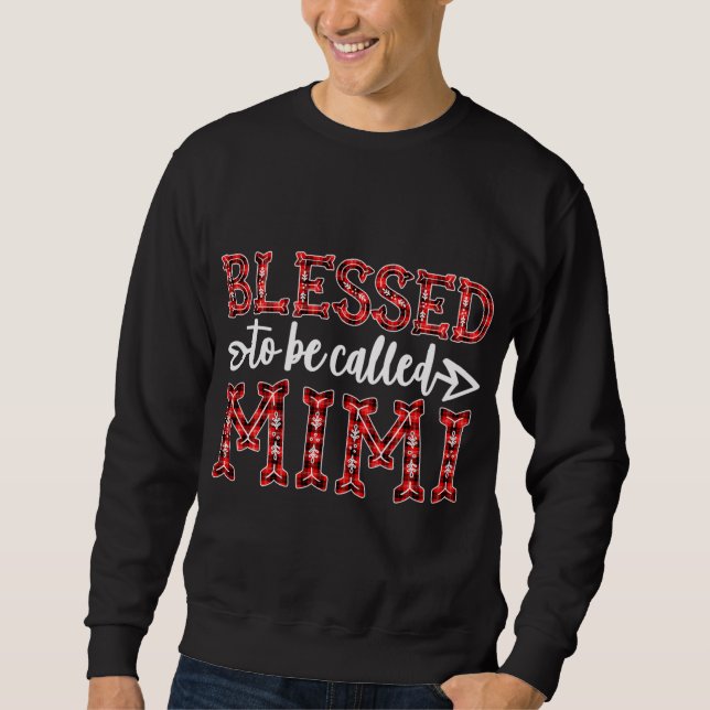 Blessed To Be Called Mimi Red Plaid Christmas Deco Sweatshirt (Front)