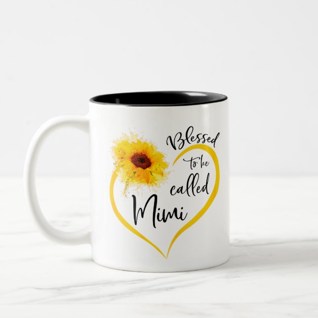 Blessed To Be Called mimi Sunflower Gifts Two-Tone Coffee Mug (Left)