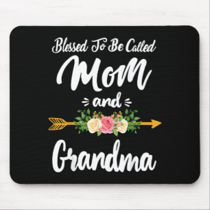 Blessed to be called mom and grandma floral mouse pad