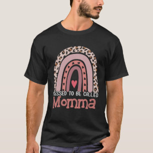 Blessed To Be Called Momma Rainbow Leopard Mother  T-Shirt