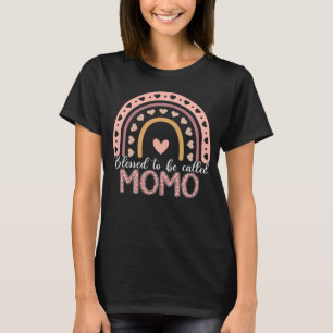 Blessed To Be Called Momo Leopard Rainbow Cute Mum T-Shirt