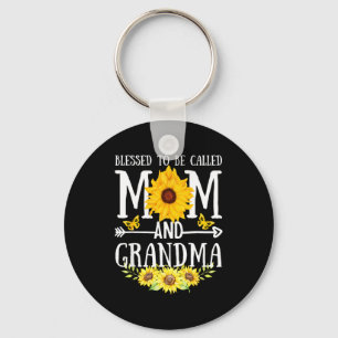 Blessed to be called mum and grandma floral cute key ring