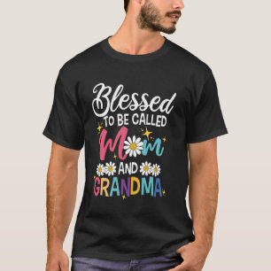 Blessed To Be Called Mum And Grandma Flower Decor T-Shirt