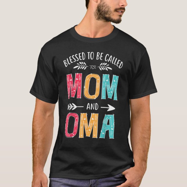 Blessed To Be Called Mum And Oma Flowers Graphic T T-Shirt (Front)