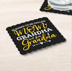 Blessed To Be Called Mum Grandma And Great Grandma Paper Coaster