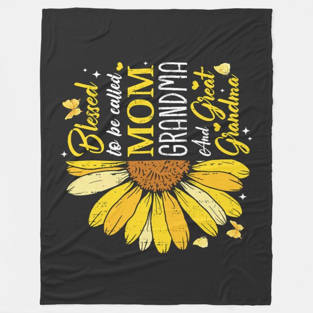 Blessed to Be Called Mum Grandma Fleece Blanket (Front)