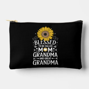 Blessed To Be Called Mum Grandma Great Sunflower Accessory Pouch
