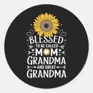 Blessed To Be Called Mum Grandma Great Sunflower Classic Round Sticker