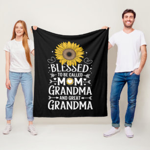 Blessed To Be Called Mum Grandma Great Sunflower Fleece Blanket