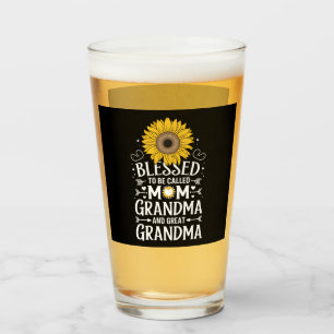 Blessed To Be Called Mum Grandma Great Sunflower Glass