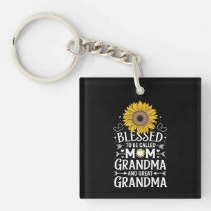 Blessed To Be Called Mum Grandma Great Sunflower Key Ring
