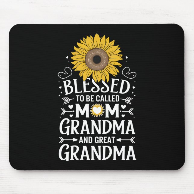 Blessed To Be Called Mum Grandma Great Sunflower Mouse Pad (Front)