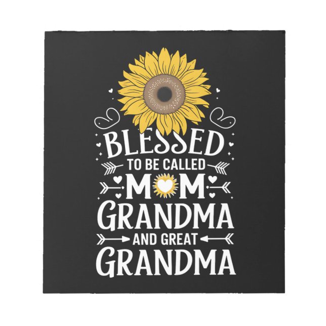 Blessed To Be Called Mum Grandma Great Sunflower Notepad (Front)