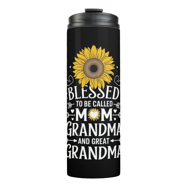 Blessed To Be Called Mum Grandma Great Sunflower Thermal Tumbler (Front)