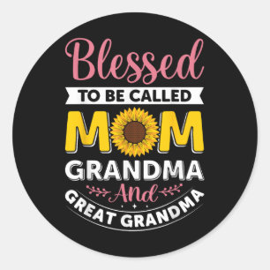 Blessed To Be Called Mum Grandma Sunflower Mothers Classic Round Sticker