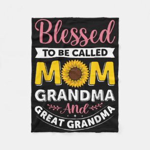 Blessed To Be Called Mum Grandma Sunflower Mothers Fleece Blanket
