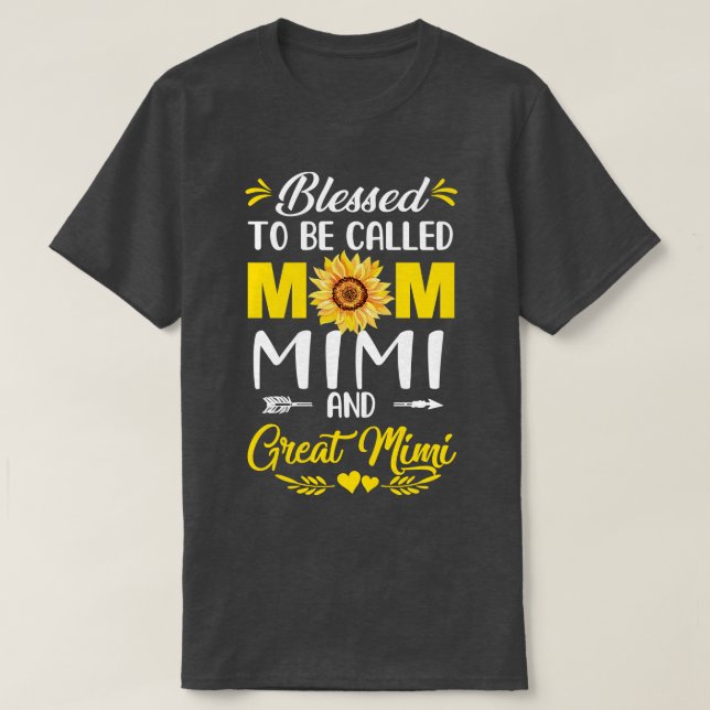Blessed To Be Called Mum Mimi Great Mimi Mothers D T-Shirt (Design Front)