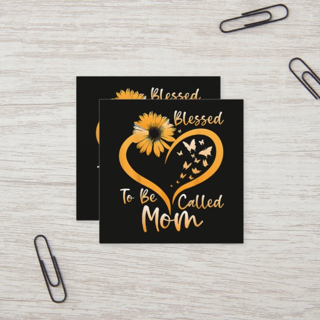 Blessed To Be Called Mum Square Business Card (Front/Back In Situ)