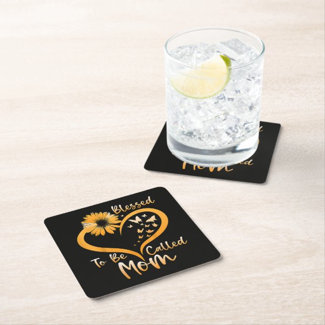 Blessed To Be Called Mum Square Paper Coaster (Insitu)