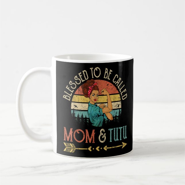Blessed To Be Called Mum & Tutu Women Rosie Retro  Coffee Mug (Left)