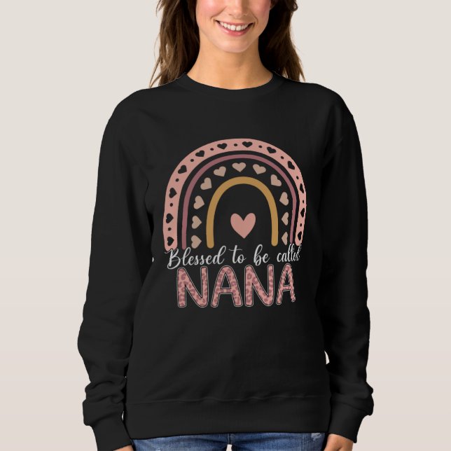 Blessed To Be Called Nana Leopard Rainbow Cute Mom Sweatshirt (Front)