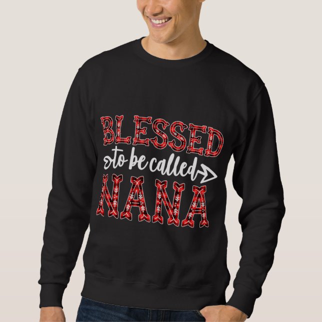 Blessed To Be Called Nana Red Plaid Christmas Deco Sweatshirt (Front)