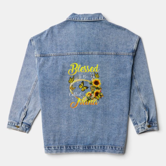 Blessed To Be Called Nana  Sunflower  Mum Grandma  Denim Jacket (Back)