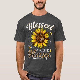 Blessed To Be Called Nani Funny Leopard Sunflower  T-Shirt