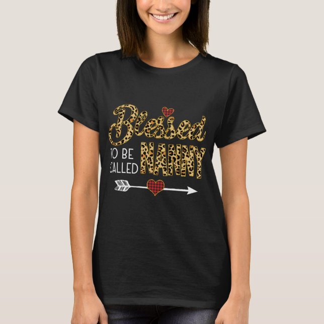Blessed To Be Called Nanny Leopart Red Plaid Buffa T-Shirt (Front)