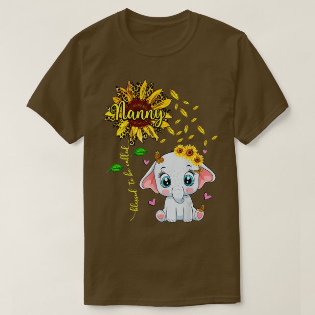Blessed To Be Called Nanny Sunflower Elephant  T-Shirt (Design Front)