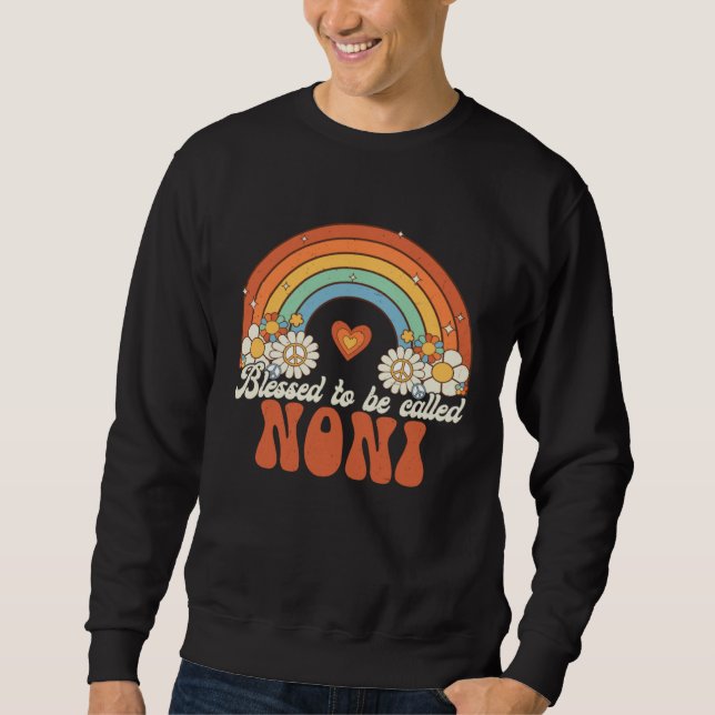 Blessed To Be Called Noni Groovy Rainbow Mother s  Sweatshirt (Front)
