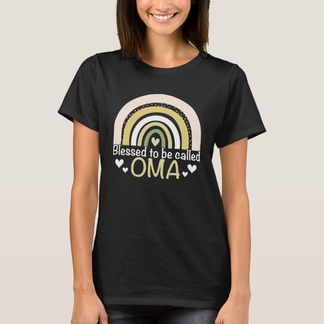 Blessed To Be Called Oma Boho Rainbow Mother s Day T-Shirt (Front)
