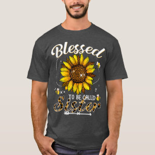 Blessed To Be Called Sister Funny Leopard Sunflowe T-Shirt