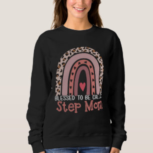 Blessed To Be Called Step Mom Rainbow Leopard Moth Sweatshirt