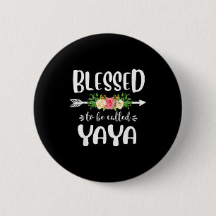 Blessed to be called yaya floral arrow design 6 cm round badge