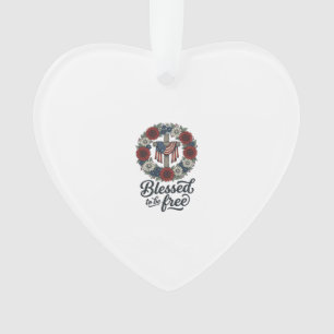 Blessed To Be Free Patriotic Floral Cross Shirt_1 Ornament