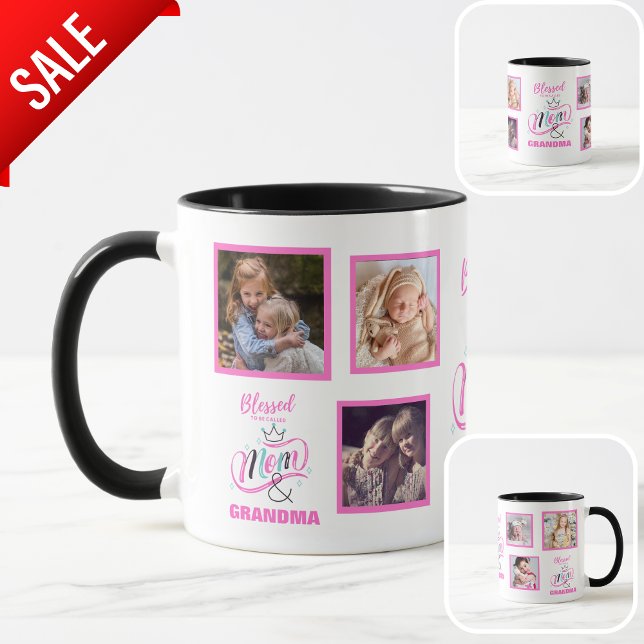 Blessed To Be Grandma Photo Grandkids Gifts Mug (Creator Uploaded)