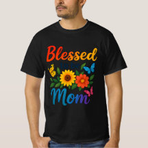 Blessed to Be Mum Colourful Floral Butterfly Tshir