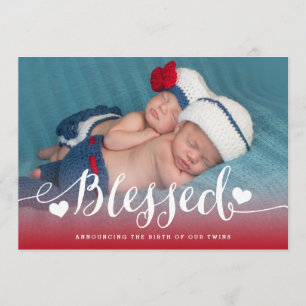 Blessed Twins   Photo Baby Birth Announcement