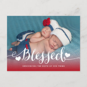 Blessed Twins   Photo Birth Announcement